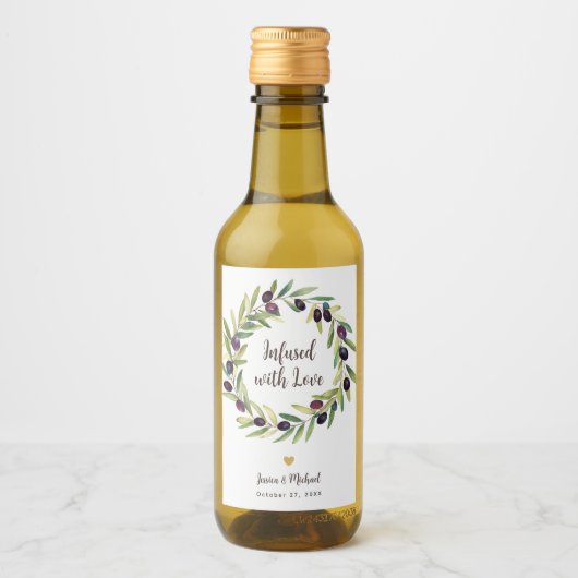 Krans Olijfolie Huwelijksgunsten doordrenkt met li Wijn Etiket (Voorkant)