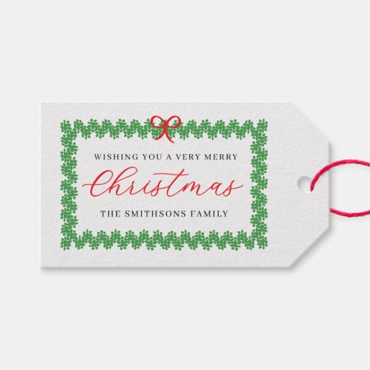 Krans omlijst vakantiefeest  cadeaulabel (Voorkant (Horizontaal))