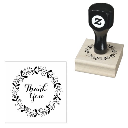 Krans ontwerp dank u rubberen stempel (Gestempeld)