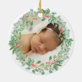 Krans onze eerste kerst als grootouders keramisch ornament (Achterkant)