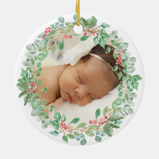 Krans onze eerste kerst als grootouders keramisch ornament (Achterkant)