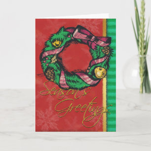 Krans op rode-kerst Kaart