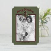 Krans Persoonlijke Kerstkaart Burgundy Save The Date (Staand voorkant)