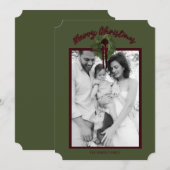 Krans Persoonlijke Kerstkaart Burgundy Save The Date (Voorkant / Achterkant)