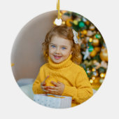 Krans Pinecones bessen Foto Monogram Jaar Keramisch Ornament (Achterkant)