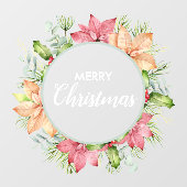 Krans Poinsettia Hulst Bessen Raamsticker (Vel)