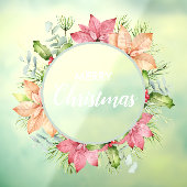 Krans Poinsettia Hulst Bessen Raamsticker (Vel 3)