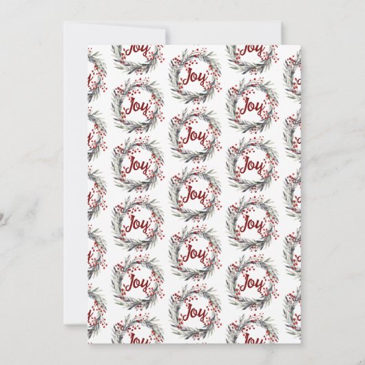 Krans, rode bessen en verlaat Joy Christmas party Kaart (Achterkant)