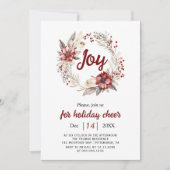 Krans, rode bloemen, bessen Kerstfeest vreugde Kaart (Voorkant)