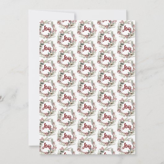 Krans, rode bloemen, bessen Vreugdekerstfeest I Kaart (Achterkant)