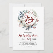 Krans, rode bloemen, bessen Vreugdekerstfeest I Kaart (Voorkant)