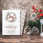 Krans, rode bloemen, bessen Vreugdekerstfeest I Kaart