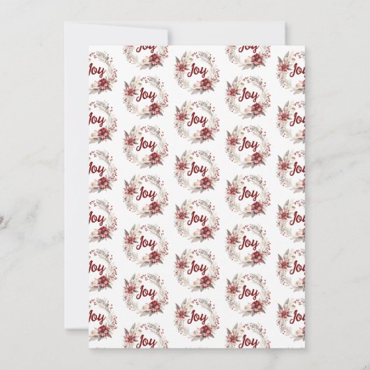 Krans, rode bloemen, bessen Vreugdekerstfeest Kaart (Achterkant)