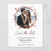 Krans Roos goudfolie foto Save the date (Voorkant)