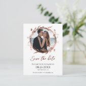 Krans Roos goudfolie foto Save the date Briefkaart (Staand voorkant)