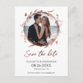 Krans Roos goudfolie foto Save the date Briefkaart (Voorkant)