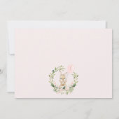 Krans Roze Bloemen Foto Sommige Bunny 1ste Verjaar Kaart (Achterkant)