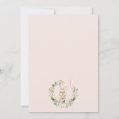 Krans Roze Bloemen Konijn Bunny 1e Verjaardag Kaart (Achterkant)