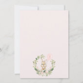 Krans Roze Bloemen Sommige Bunny 1e Verjaardag Kaart (Achterkant)