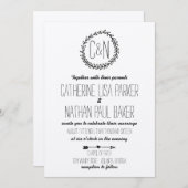 Krans Rustic Kraft bruiloft uitnodiging (Voorkant / Achterkant)