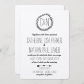 Krans Rustic Kraft bruiloft uitnodiging (Voorkant / Achterkant)