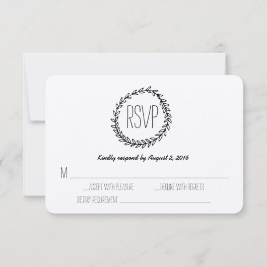 Krans Rustic Kraft RSVP Kaartje (Voorkant)