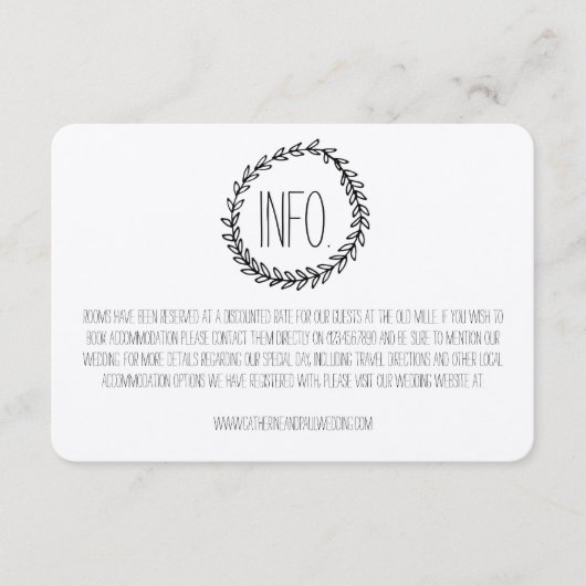 Krans Rustic Kraft Wedding Informatie Kaart (Voorkant)