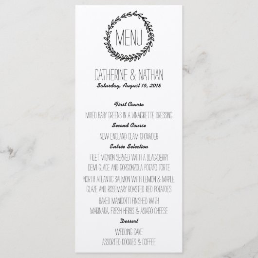 Krans Rustic Kraft Wedding Menu (Voorkant)