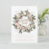 Krans rustieke huizen hutten minimalistisch kaart (Staand voorkant)