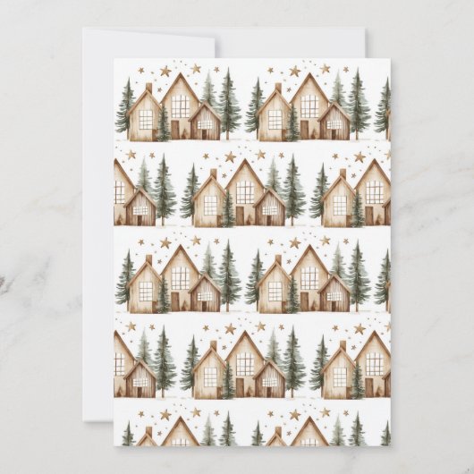 Krans rustieke huizen hutten minimalistisch kaart (Achterkant)