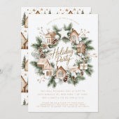 Krans rustieke huizen hutten minimalistisch kaart (Voorkant / Achterkant)