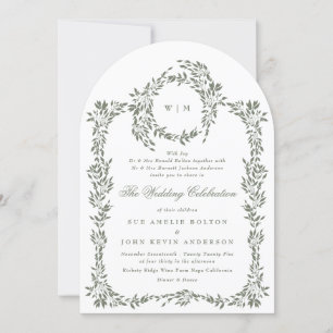 Krans Sage Green Elegant Lijst Wedding Arch Kaart