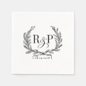   Krans servetten met Monogram & Datum (Voorkant)