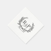   Krans servetten met Monogram & Datum (Hoek)