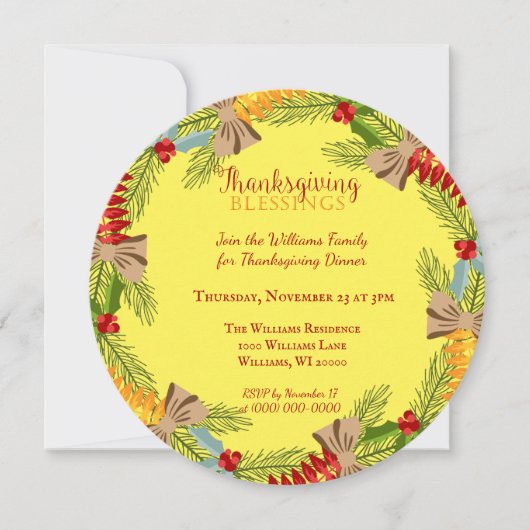 Krans Thanksgiving Dinner Kaart (Voorkant)