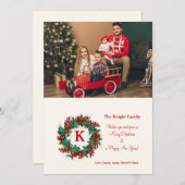 Krans van bessen foto kerstkaart (Voorkant / Achterkant)