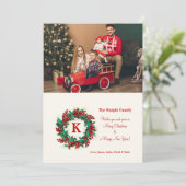 Krans van bessen foto kerstkaart (Staand voorkant)