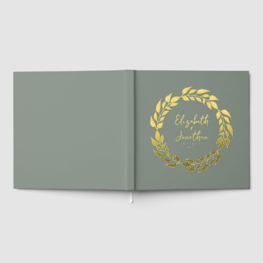 Krans van Bladeren Trouwwijze Groen Goud ID1056 Gastenboek (Volledig)
