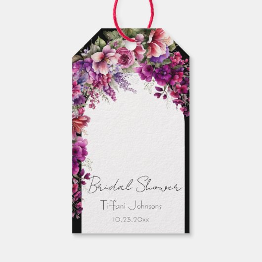 Krans van Bloemen Bruidsfeestje Cadeaulabel (Achterkant)