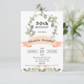 Krans van Blush Rozen Verjaardag Kaart (Staand voorkant)