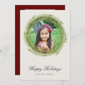 Krans van bosdennen plat kerstkaart (Voorkant / Achterkant)