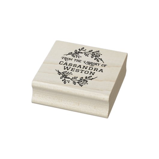 Krans van botanische bessen Bibliotheek Boeknaam Rubberstempel (Stempel)