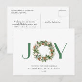 Krans van dennenappels JOY Kerstgroet Bedrijfs- Feestdagenkaart (Voorkant / Achterkant)