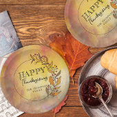 Krans van doedelbladeren en bessen Thanksgiving Papieren Bordje