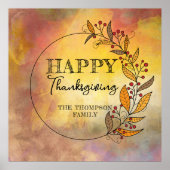 Krans van doedelbladeren en bessen Thanksgiving Poster (Voorkant)