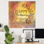 Krans van doedelbladeren en bessen Thanksgiving Poster (Thuiskantoor)