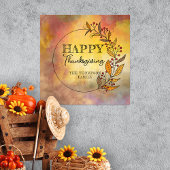 Krans van doedelbladeren en bessen Thanksgiving Poster