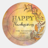Krans van doedelbladeren en bessen Thanksgiving Ronde Sticker (Voorkant)