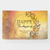 Krans van doedelbladeren en bessen Thanksgiving Spandoek (Horizontaal)