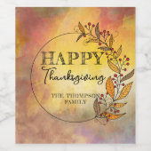 Krans van doedelbladeren en bessen Thanksgiving Wijn Etiket (Enkel label)